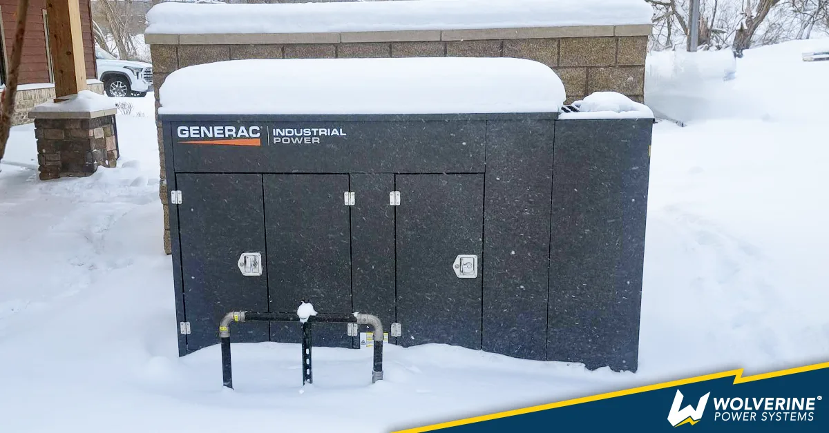 A Generac Industrial Energy generator performs in a snow storm and ice storm in Michigan from Wolverine Power Systems